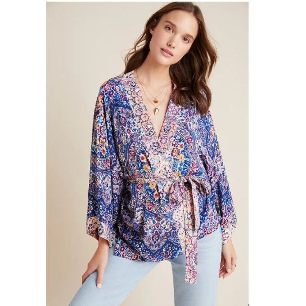 Anthropologie Jasmine Kimono in Paisley Lilac Motif – One Size - NWT